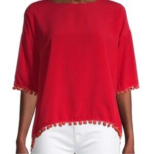French Connection Small Women’s red relaxed fit Pom Pom shirt